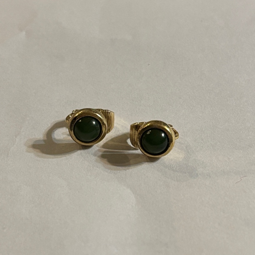 Elegant Gold and Green Stone Earrings